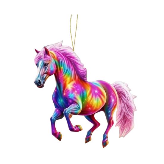 Horse Pendant 2D Acrylic Realistic Horse Decoration Christmas Ornament with Hanging Loop Equestrian Lovers Holiday Decor