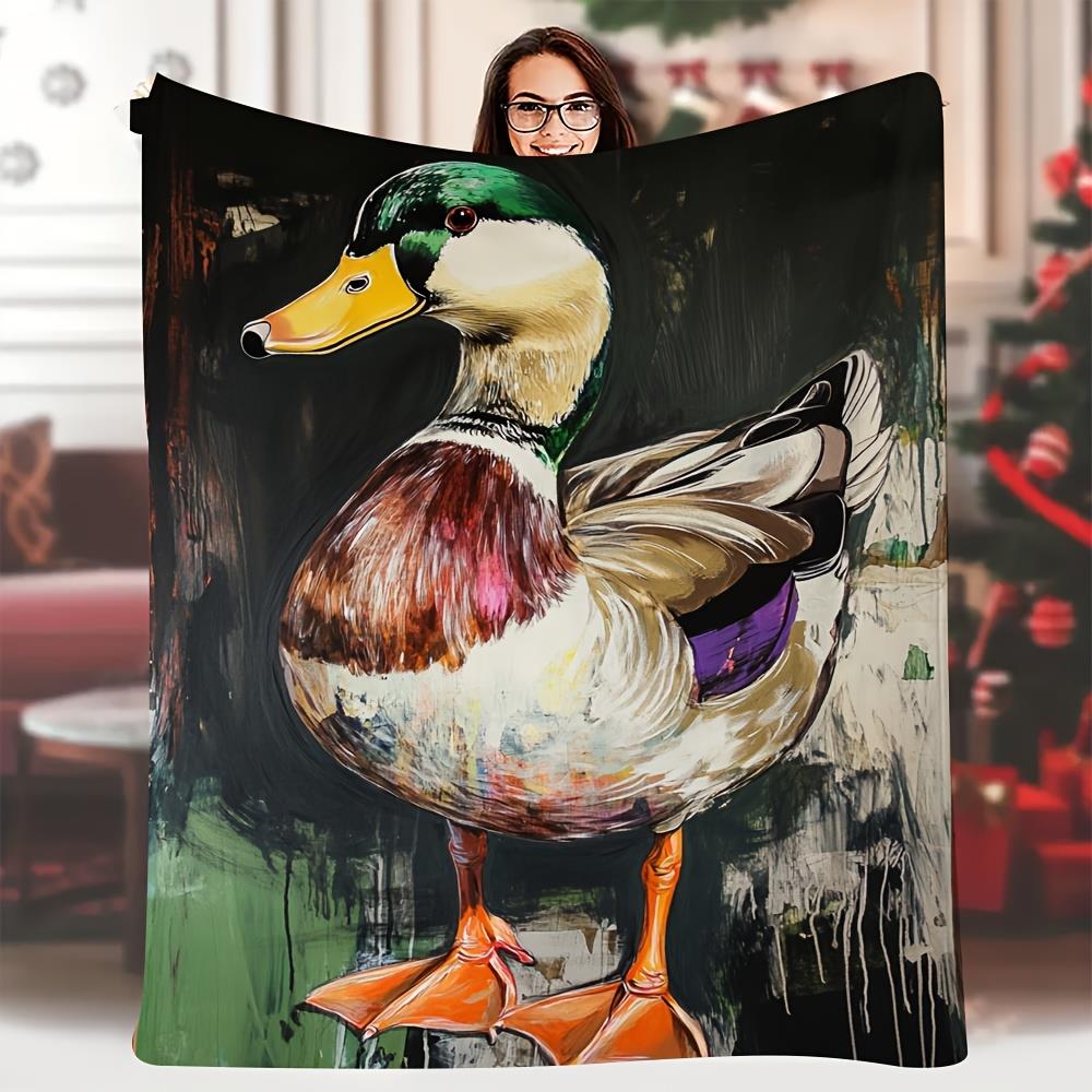 

Brightly colored art duck pattern Flannel printed blanket suitable for all seasons suitable for living room office sofa travel 75x90cm28x39in