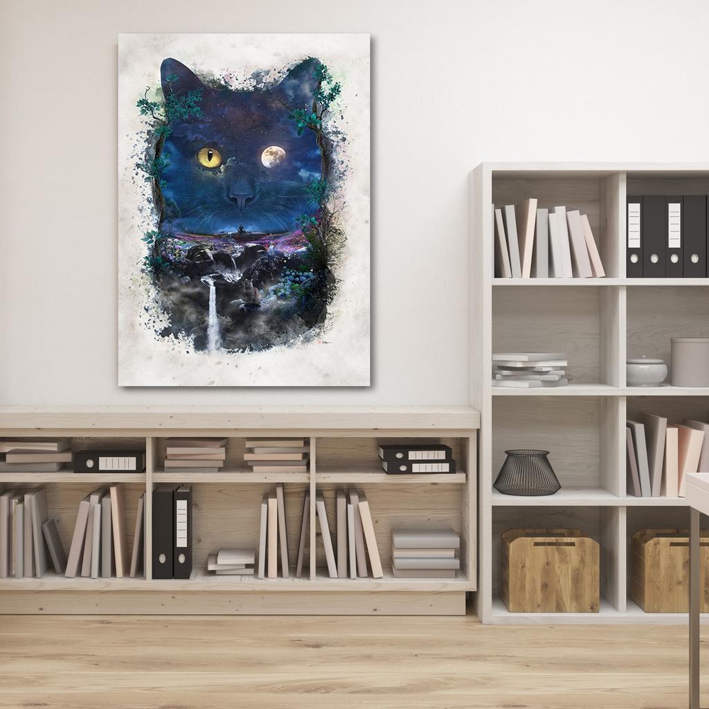 Canvas Print Black Cat At Night