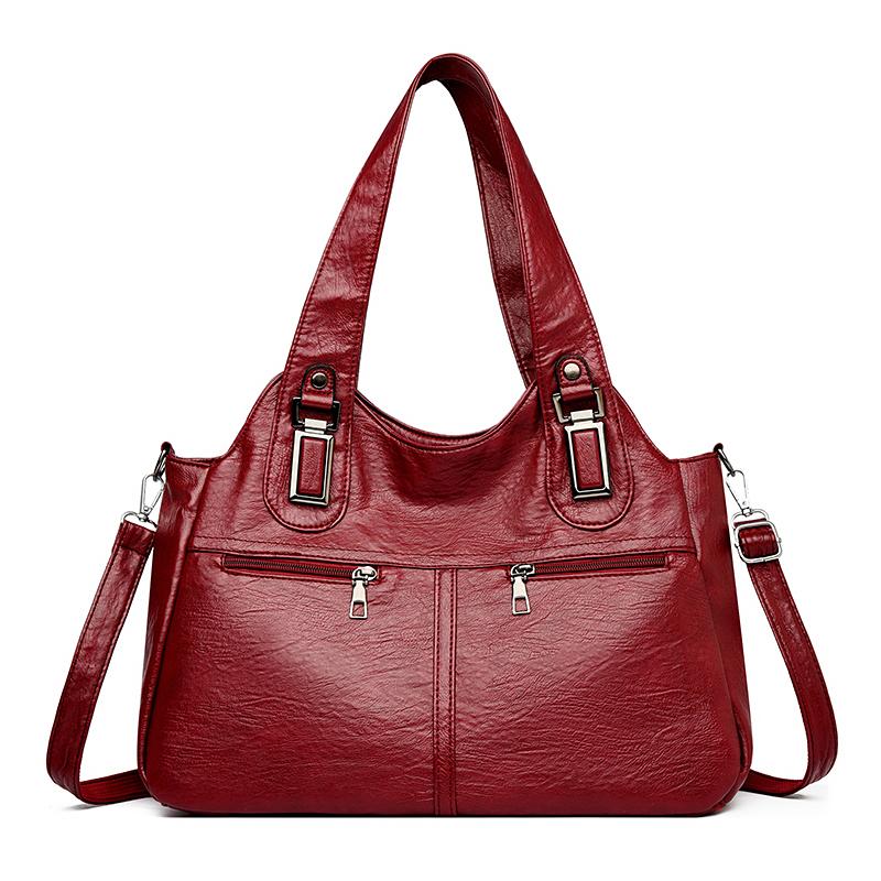 Women's Bag Lightweight Stitching Soft Leather Tote Bag Large Capacity Mother Bag