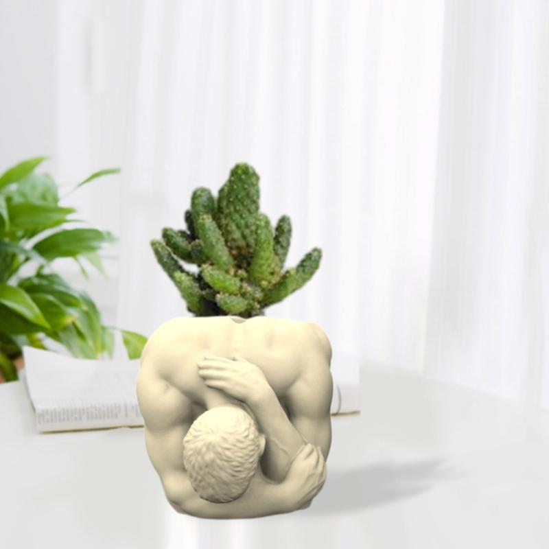 Candles Holder Resin Mold,Gypsum Flower Pot Silicone Molds Yoga-man Epoxy Resin Casting Mold for DIY Jewelry Storage Box