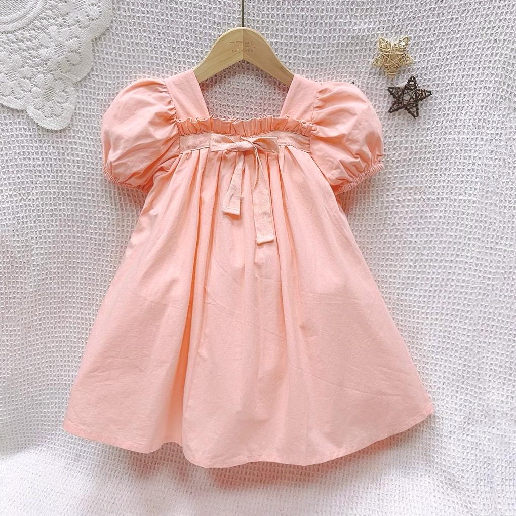 Rochie de prințesă florală coreeană: Fusta cu fundă cu mâneci bufante pentru fetiță