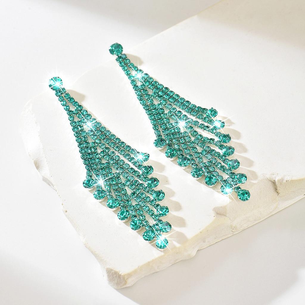 Wind Exaggerated Earrings Super Flash Diamond Long Earrings Women'S Fashion High-End Stud Earrings Earrings Jewelry