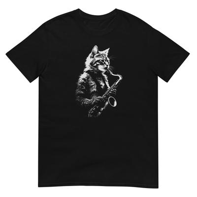 Katzen T-Shirt Saxophonist Tee Kätzchen Katzen Liebhaber Haustier T-Shirt Unisex Design