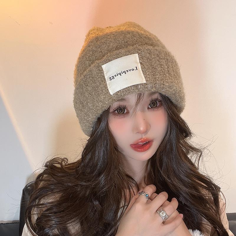 Large Head Circumference Hat Women's Autumn and Winter New Knitted Hat Korean Style All Match Warm Woolen Hat Showing Face Small Pile Hat Cold Hat