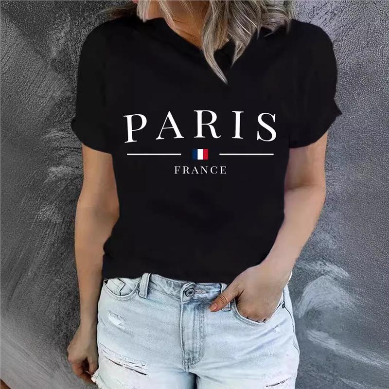 

Нейтральная футболка с коротким рукавом с принтом Париж, модная и универсальная 6XL