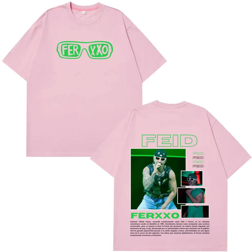 Rapper Feid Ferxxo Tour 2026 Print Tshirt Men Women Hip-hop T-shirts Short-sleeved Casual Loose Y2K Gothic Cotton Oversized T-shirts