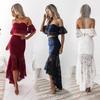 2025 Elegant European Long Bridesmaid Dress Chiffon Lace Hollow Evening Gown