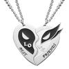 Interlockings Heart Designs Couple Necklace Sturdy Alloy Adjustable Length Matching Jewelry for Couples