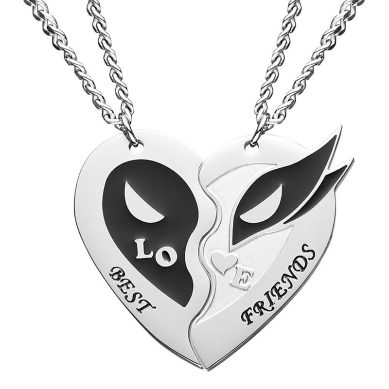 

Соединенные Сердца Дизайн Парные Ожерелья Прочный Сплав Регулируемая Длина Парные Украшения для Пар 1