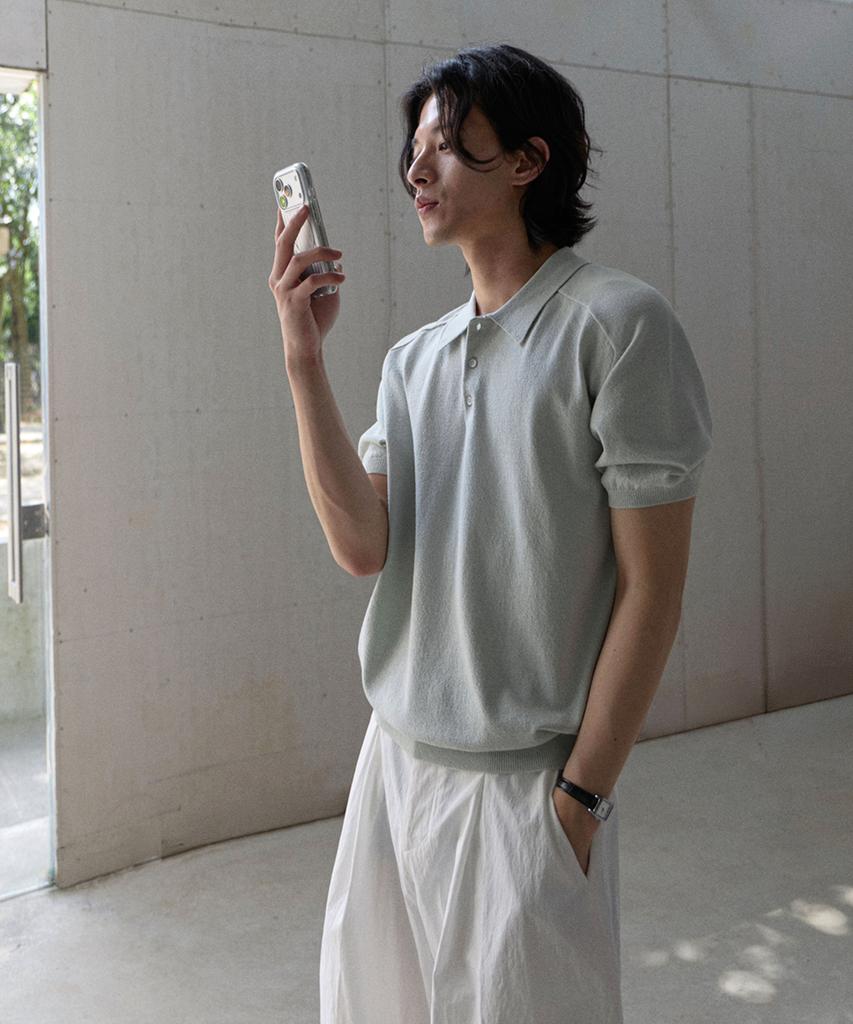 MOOD INSIDE Sheer Cool Saddle Collar Knit_Charcoal