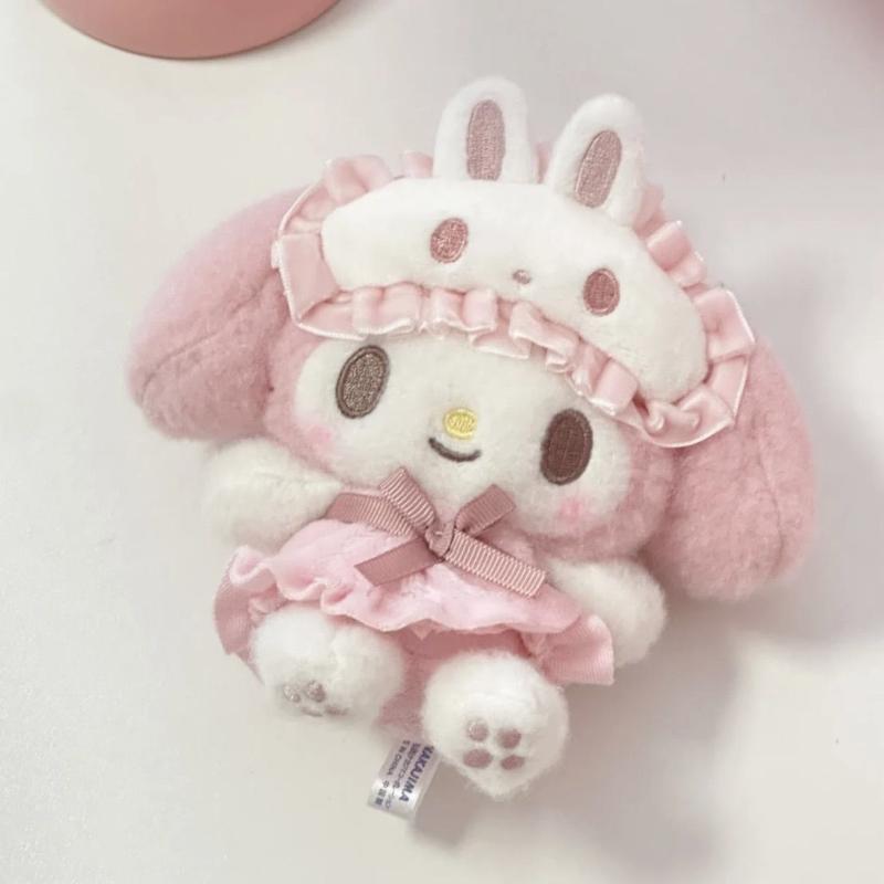 Cartoon Anime My Melody Wearing Glasses Plush Doll Keychain Kawaii Couple Backpack Pendant Gift