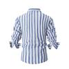 Men's Casual Cotton and Linen Striped Long Sleeved Shirt