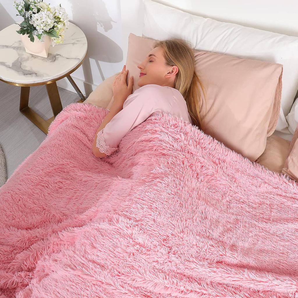 Decorative Extra Soft Fuzzy Faux Throw Blanket Reversible Long Hair Shaggy,Fluffy Cozy Plush Comfy Microfiber Fleece Blankets for Couch Sofa Bedroom