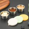6Pcs Sauce Cups with Easy Open Colorful Lids Leak-Proof 40ml Salad Dressing Containers Stainless Steel Snack Cups