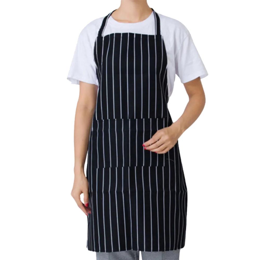 Adjustable Half-length Adult Apron Striped Restaurant Chef Apron Outdoor Camping BBQ Picnic Kitchen Cook Apron With 2 Pockets