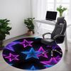 1 Stück Neon-Stern-Dekor Stuhl Teppich für Büro, Runde Polyestermatte, Innenraumdekoration für Büro, Pflegeleichtes Gewebe, Waschbarer rutschfester Bereichsteppich