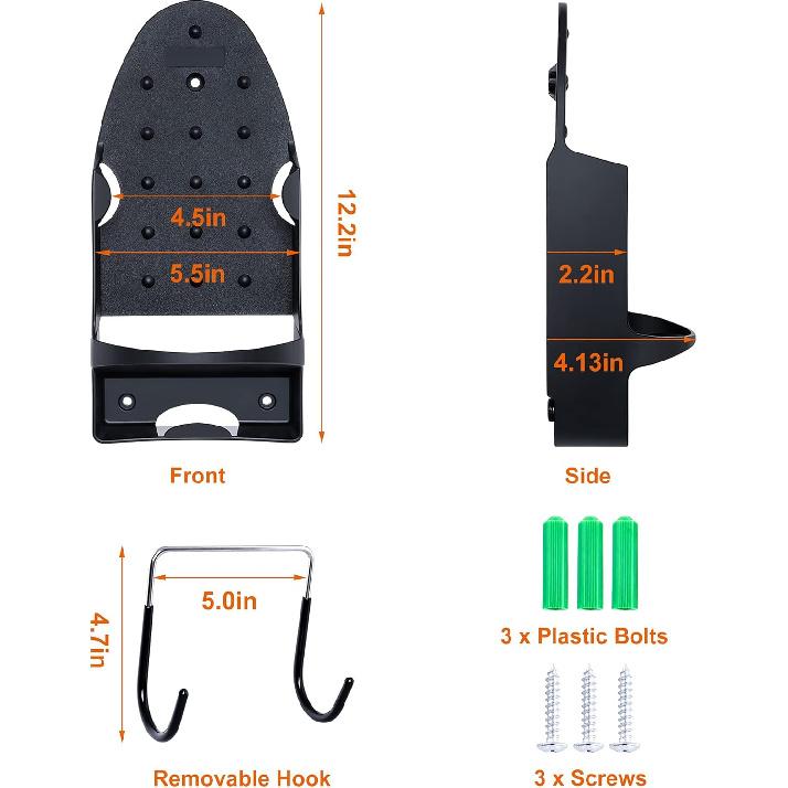 Wall Mount Steam Iron Holder Ironing Board Hanger Household Laundry Wall Mount Iron Hanger Ironing Board Rack Black- for Iron Max 5.5 Inch Width Iron