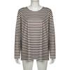 Striped T-shirt Women's Loose Round Neck Long Sleeved Top Retro Contrasting Color Basic Style Thin Commuting 2025 Spring/Summer
