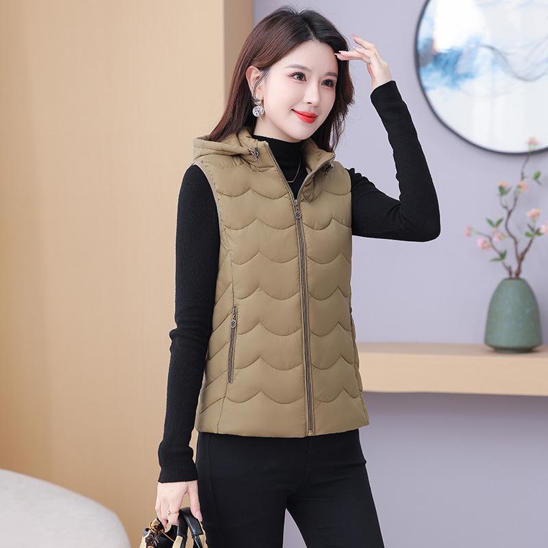 

Women s Slim Lightweight Down Cotton Vest - Spring/Autumn 2025 Fashionable & Versatile Waistcoat 5XL (140-150 jin) кофейный