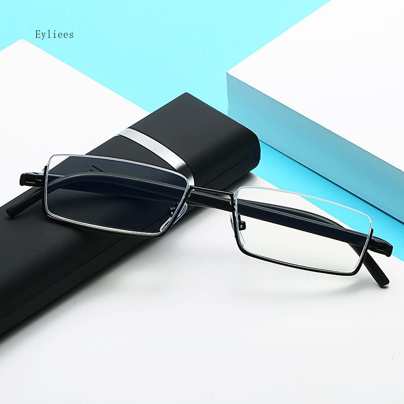 TR90 Presbyopic Glasses Man Blue Light Reading Glasses Men Metal Square Glasses For Sight Plus Lenses 1.04.0