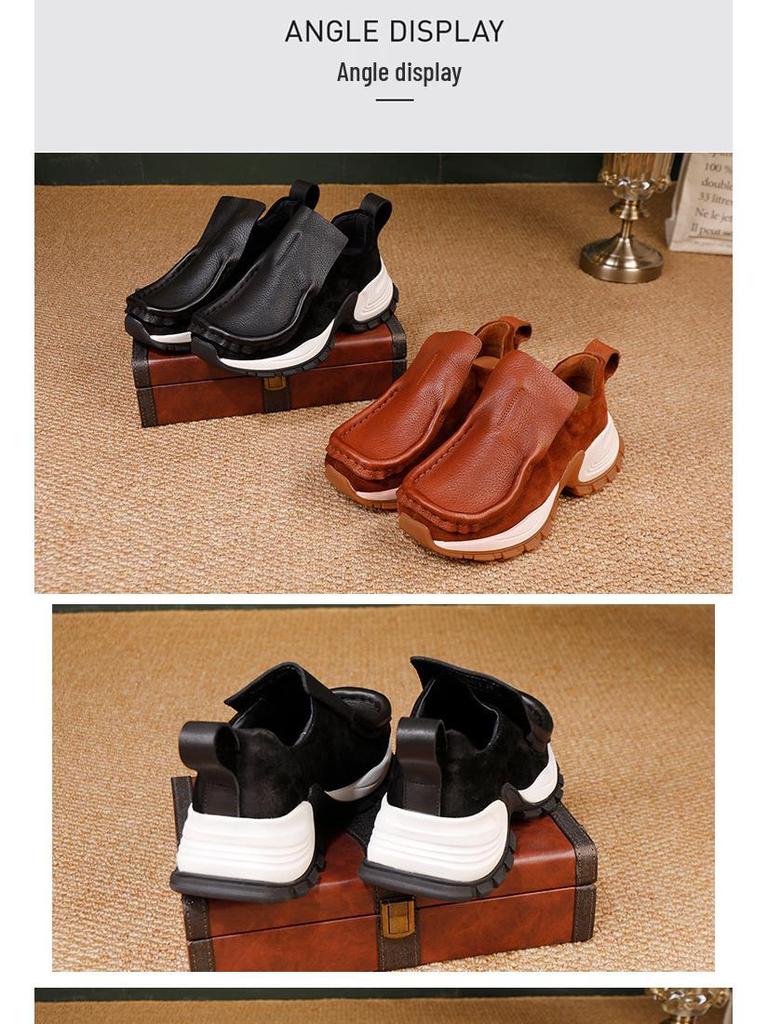 2025 Autumn Women's Luxury Slip-On Sneakers - Premium Cowhide Casual Shoes