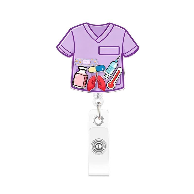 1Pcs Cartoon Medical Retractable Badge Reel 360 Rotating Acrylic Shaker ID Holder for Nurses Daily Work Use