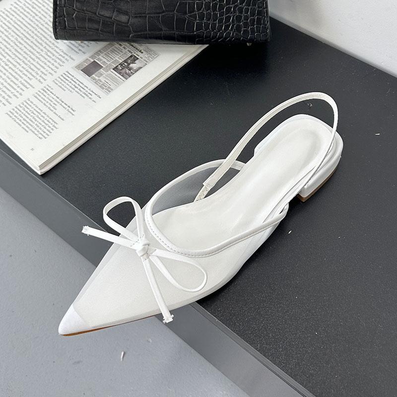 Fashion Big Size 43 Fashion Mesh Ladies Flats Sandals Shoes Shallow Female Butterfly-Knot Footwear Pointed Toe Women Flats Sandals Shoes