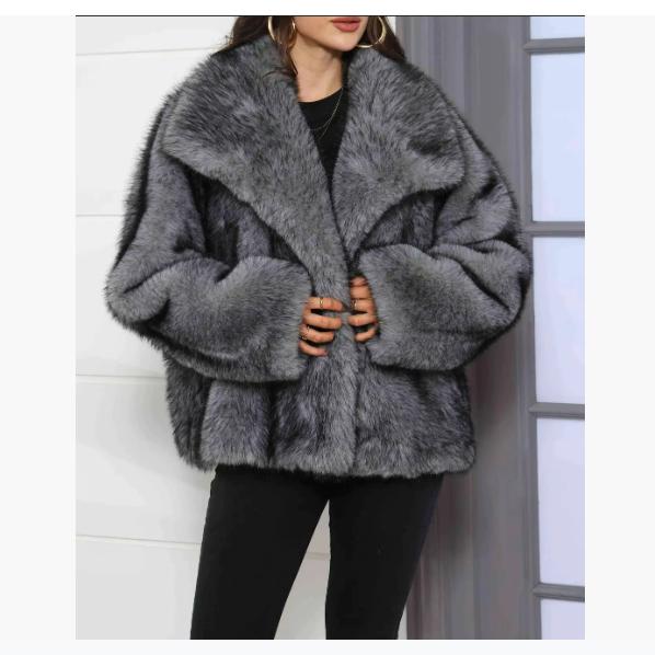 Fur Big Lapel Faux Fur Coat Short Fashion Fox Fur Coat Fluffy Plush Women's Clothing