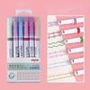 6pcs Line Highlighter Pen Fast Drying Curve Highlight Hand Paint Marke for Writing Note Taking Drawing Scrapbook Art Office School