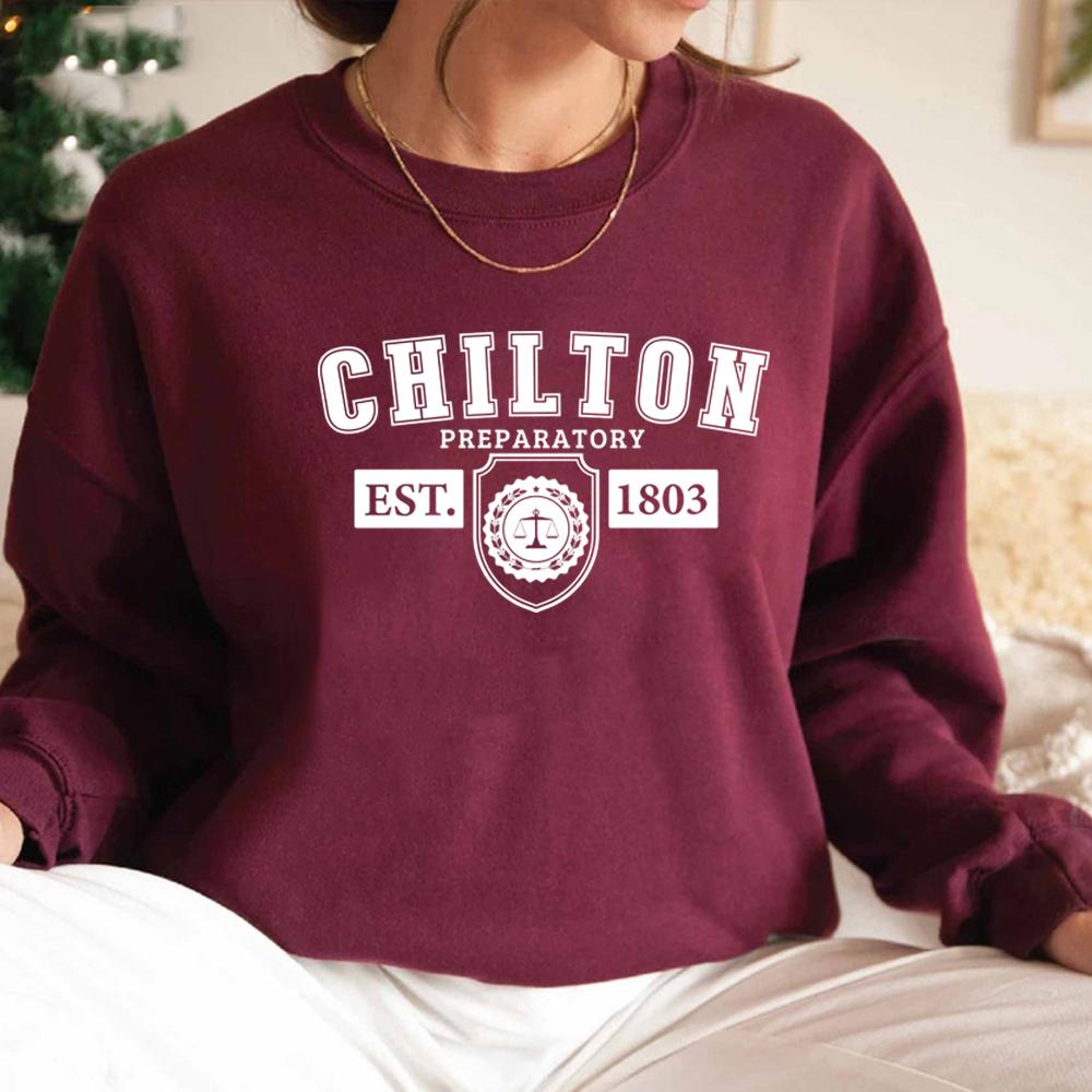 Chilton Academy Sweatshirt Stars Hollow Sweater Unisex Long Sleeve Crewneck Sweatshirts Dragonfly Inn Graphic Hoodies Women Tops XXXL бордовый 1500₽
