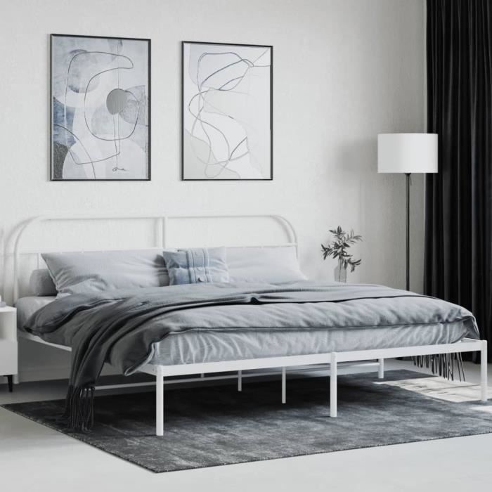 VidaXL Metal Bed Frame with White Headboard 193x203 Cm 353690
