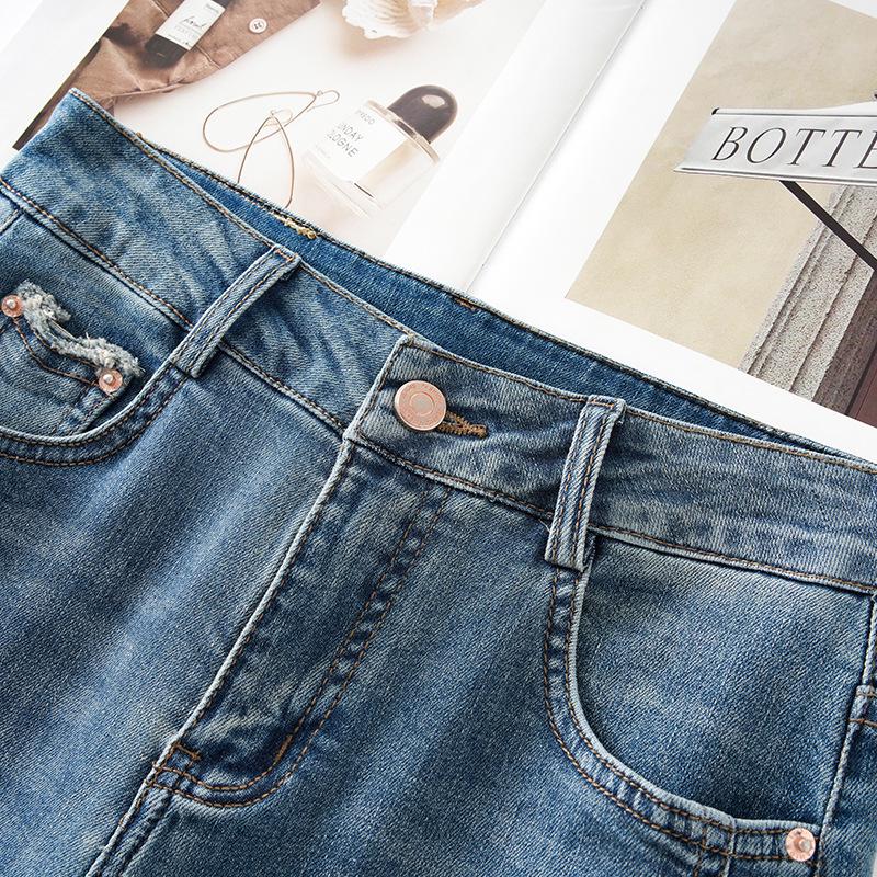 Women's Blue High-Waisted Stretch Flare Jeans with Slit Hem - Spring 2026