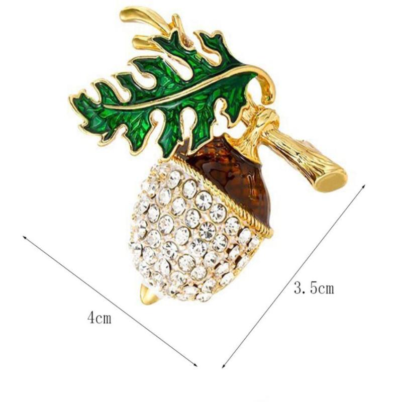 

1Piece Exquisite Fashion Rhinestone Cedar Nut Brooches Women Coat Clothing Badges Jewelry Accessries