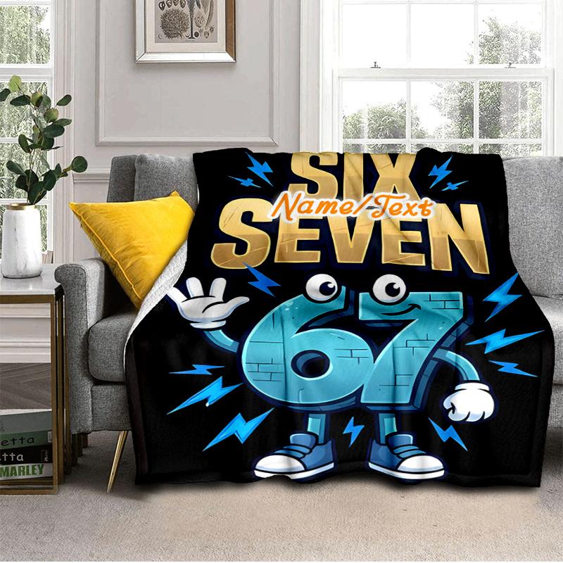 1PC Custom Name "Six Seven Adventure" Flannel Blanket Versatile,all-season Throw Suitable for the Living Room,bedroom,camping,travel,and Gift