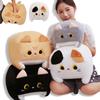 Oreiller Chat Carré Peluche Chaton Animal en Peluche Coussin Moelleux Poupée Douce Dessin Animé Kawaii Chat Noir Décoration Oreiller Relaxant Enfant