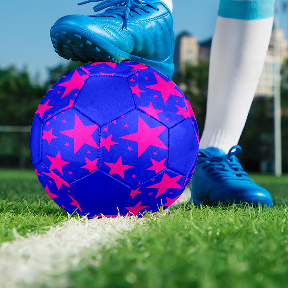 Star Pattern Indoor Size 5 Soccer Ball Colorful Machine Stitched PVC Competition Ready Durable High-Bounce