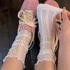 Mesh Women's Sock Solid Color Long Socks Vintage Hollow Out Socks