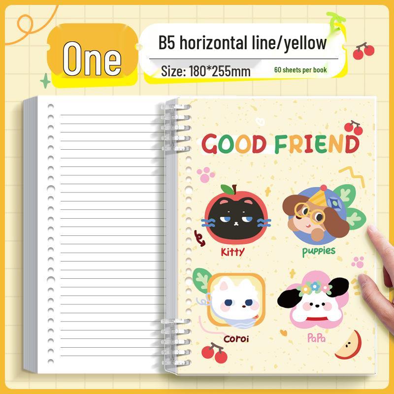 Value Splash-Ink Loose-Leaf Journal: Thick, Detachable, Cartoon Style for Students