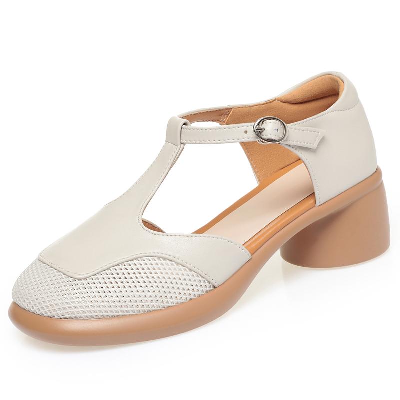 Fashion AIYUQI Women's Sandals Close Toes 2025 New Mid-heel Hollow Sandals For Women Large-size Summer Female Shoes