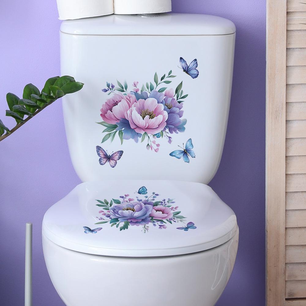 Akvarell Blommor Blad Fjäril Sovrum Vardagsrum Hem Väggbakgrund Landskapsarkitektur Dekoration Väggdekaler