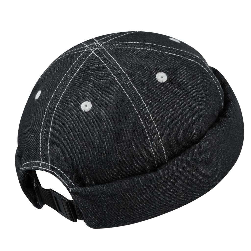 Croogo Roll Brimless Denim Watch Solid for Men and and Winter Cap, Cap, Round, Cotton, Color, Women, Spring, Summer, Autumn, (G-HBMH1-Black)