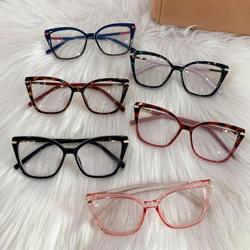 Cat Eye Optical Spectacle Frame Square Large Size Anti Blue Computer Glasses Prescription Glasses Lentes  Mujer