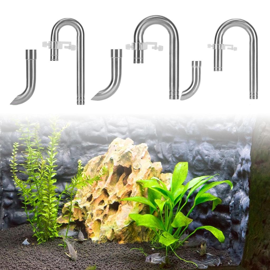 Edelstahl Aquarium Seerosenrohr Set 360 Grad Drehbar Ausflussrohr Filteranschluss für Pflanzenbecken Süßwassergebrauch