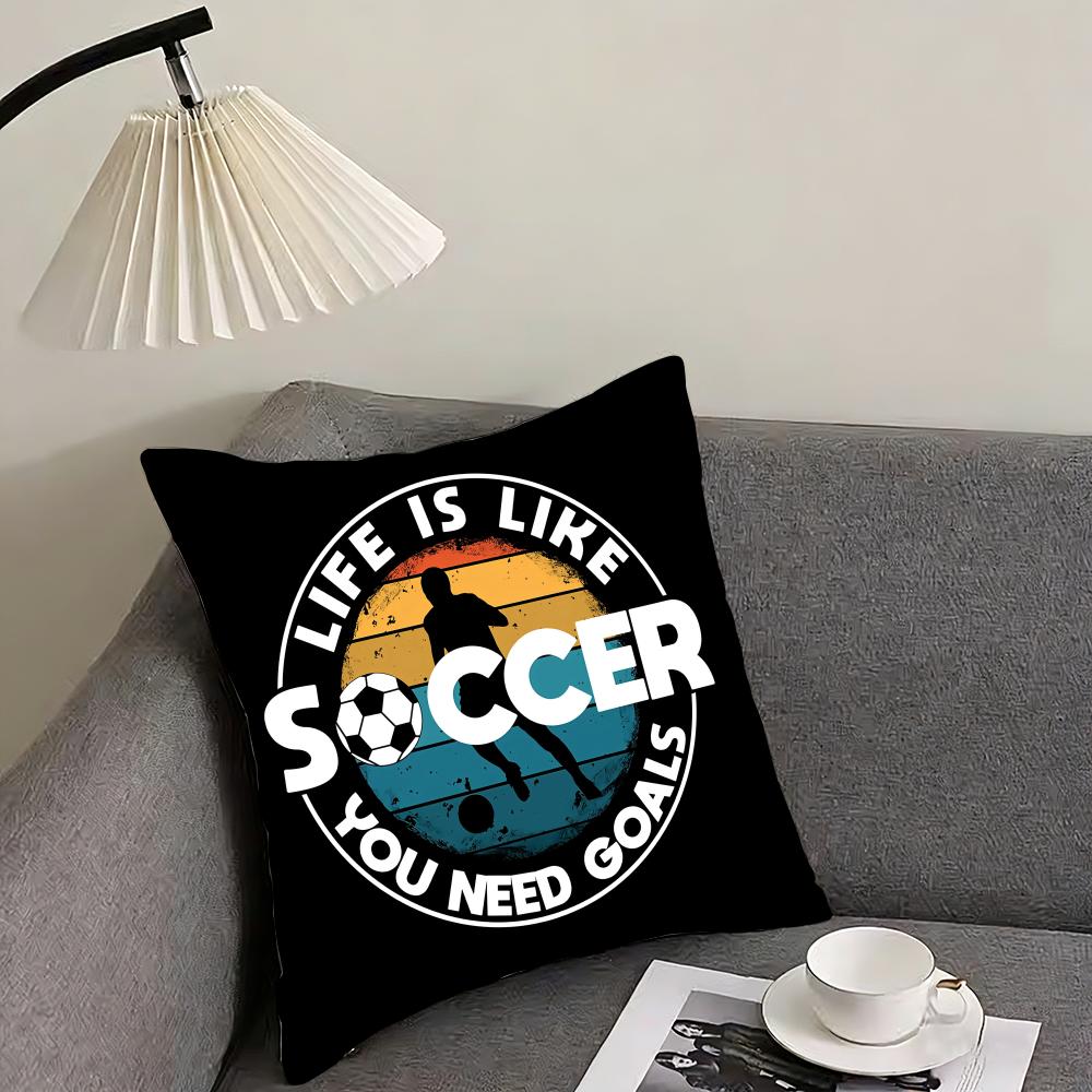 Soccer Lover Football Cushion Cover Elegant Comfort Pillowcase Sofa Bed Doublesided Printed Invisible Zipper Home Decor