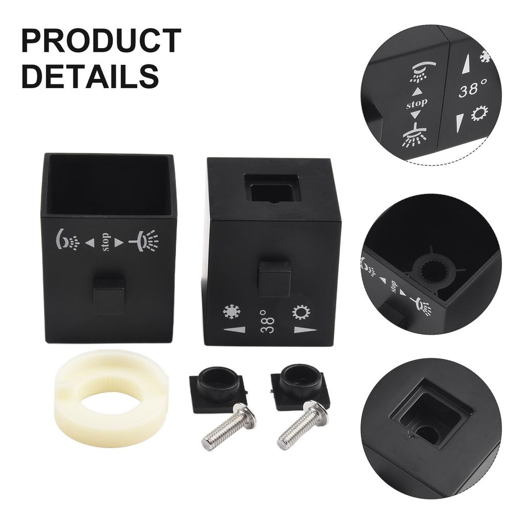 Modern Black Square Shower Thermostatic Handle Knob with Clear Markings
