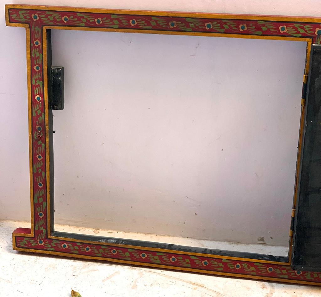 Hand Painted Indian Royal Procession Window Frame: Farmhouse Wall Decor