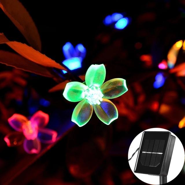 Outdoor Garden Sakura Flower Solar Lamp 10/20/50LED String Fairy Lights Solar Garlands Garden Christmas Courtyard Decor
