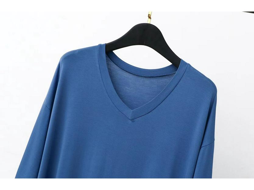 Men's Long Modal Nightgown - Short Sleeve V-Neck