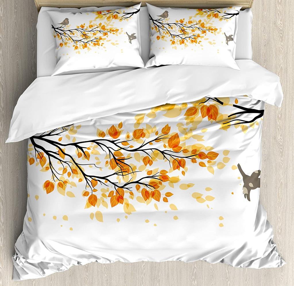 Fliegende Vögel Dekor Bettwäsche-Set Bettdecke Bettbezug Kissenbezüge Gruppe süßer Kolibris auf einem Bettbezug Doppelbett-Set